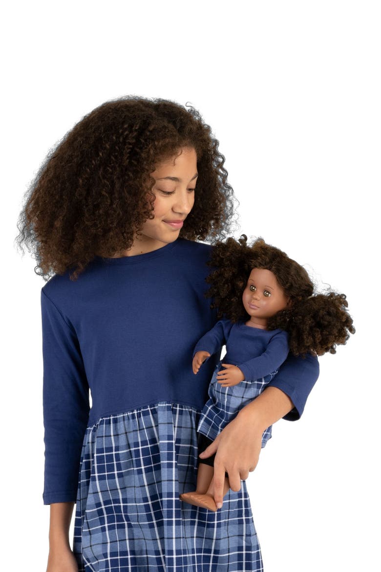 Girls Skirt Dress with Matching Doll Dress, 100% Cotton, Alternate, color, NAVY