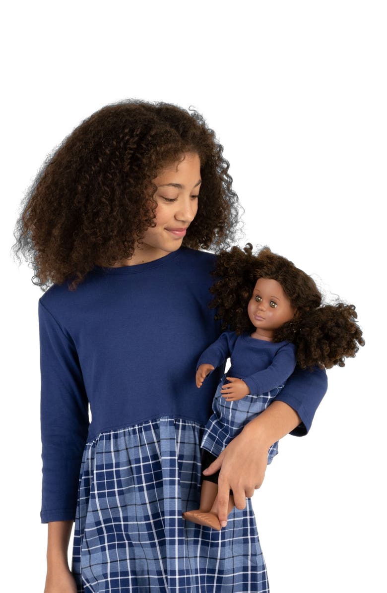 Leveret Girls Skirt Dress with Matching Doll Dress, 100% Cotton, Alternate, color, Navy