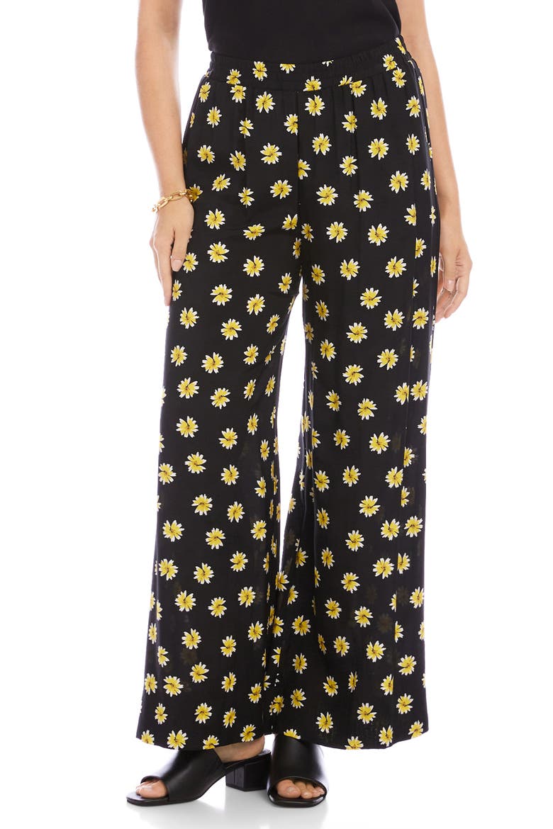 Floral Wide Leg Pants, Main, color, BLACK PRINT