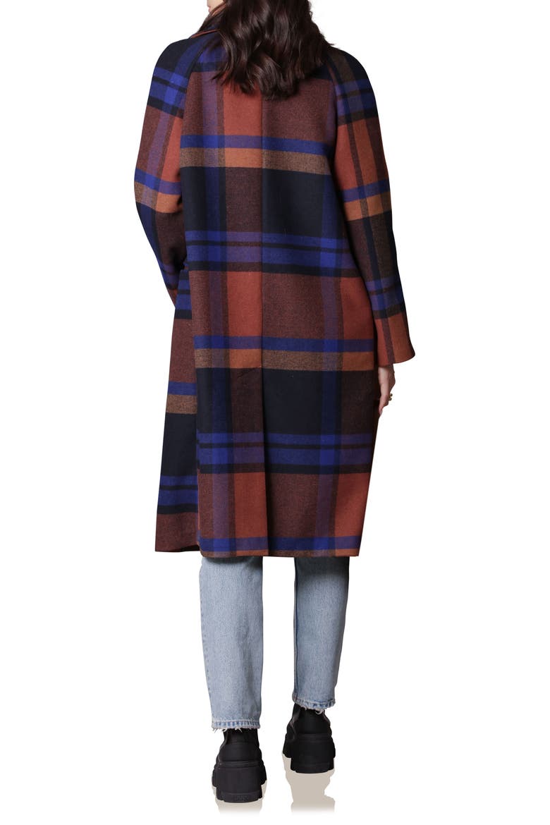Walker Relaxed Fit Plaid Coat, Alternate, color, NAVY/ RUST PLAID