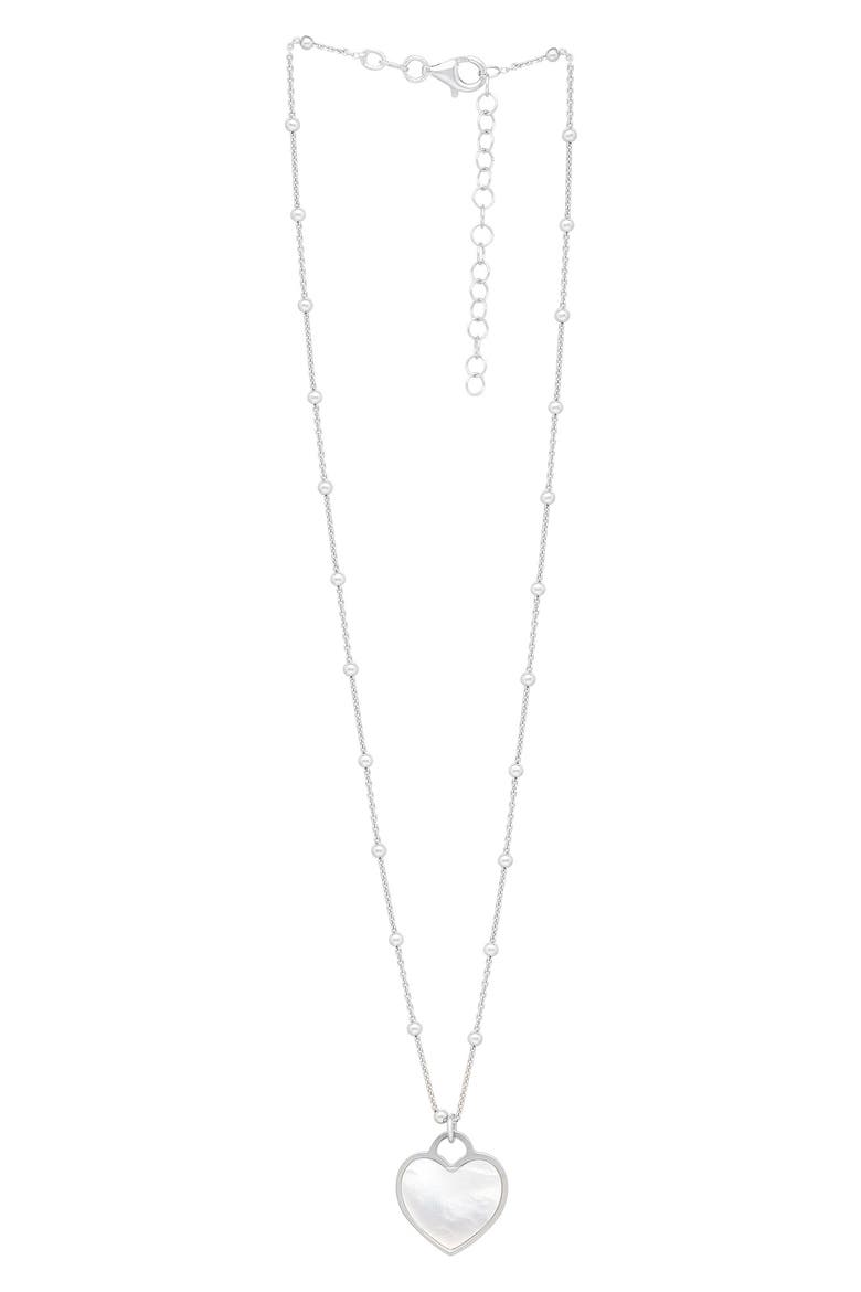 Rhodium Plated Sterling Silver Mother-of-Pearl Heart Necklace, Alternate, color, RHODIUM WHITE