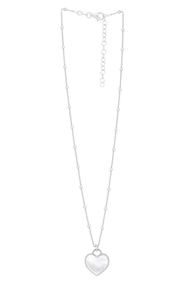 KARAT RUSH Rhodium Plated Sterling Silver Mother-of-Pearl Heart Necklace, Alternate, color, Rhodium White
