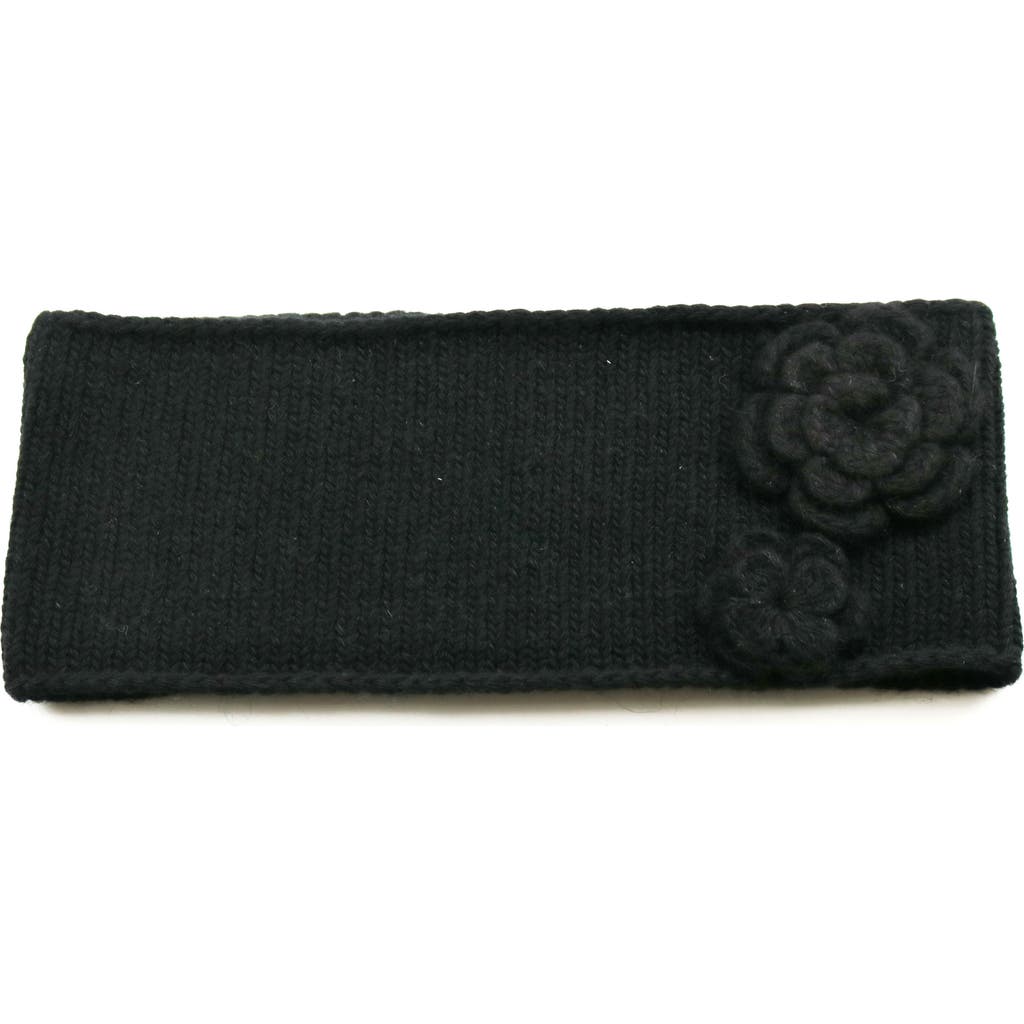 Portolano Flower Cashmere, Wool & Silk Headband In Black