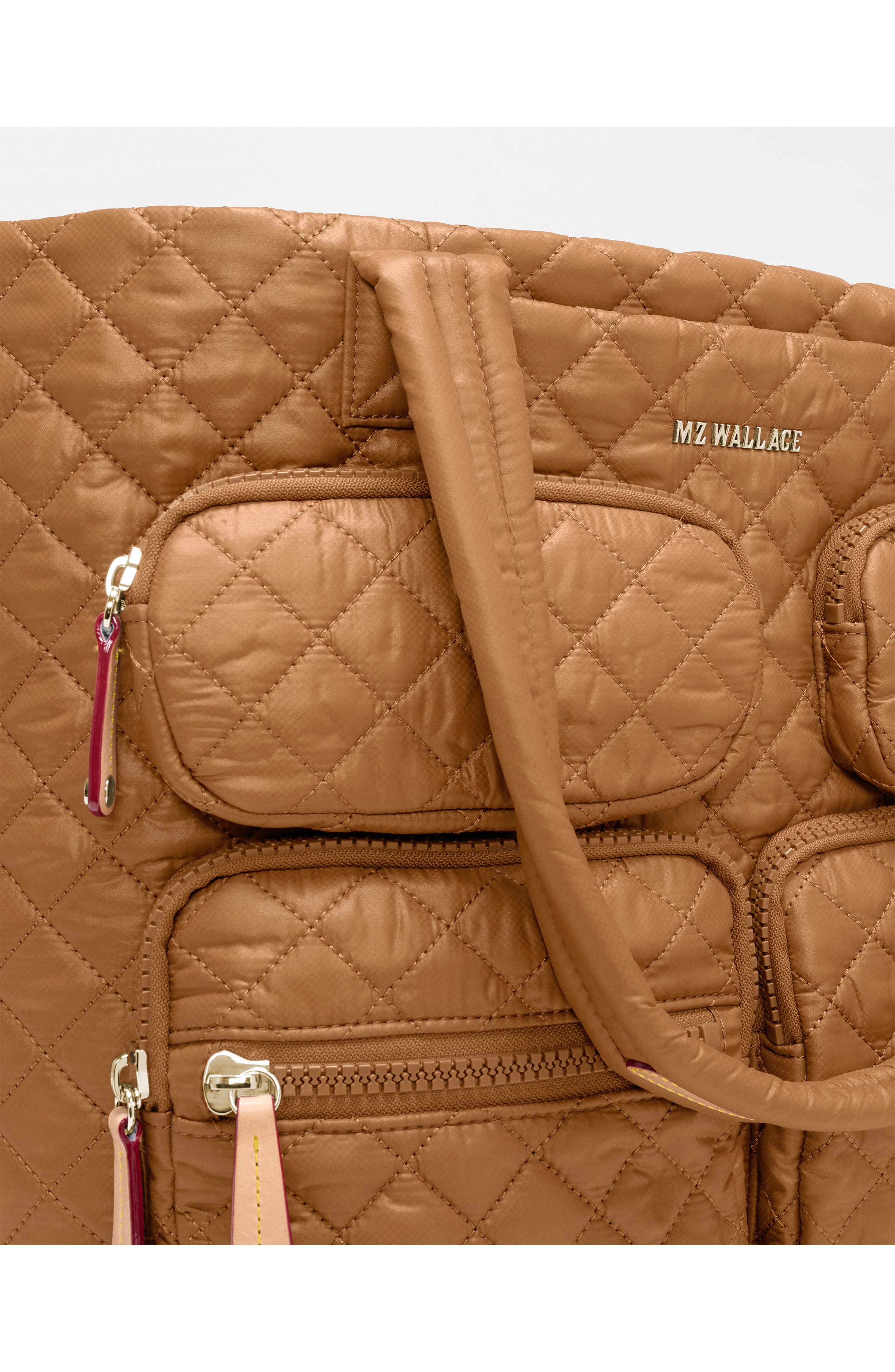 Large Metro Quilted Nylon Travel Tote, Alternate, color, COGNAC