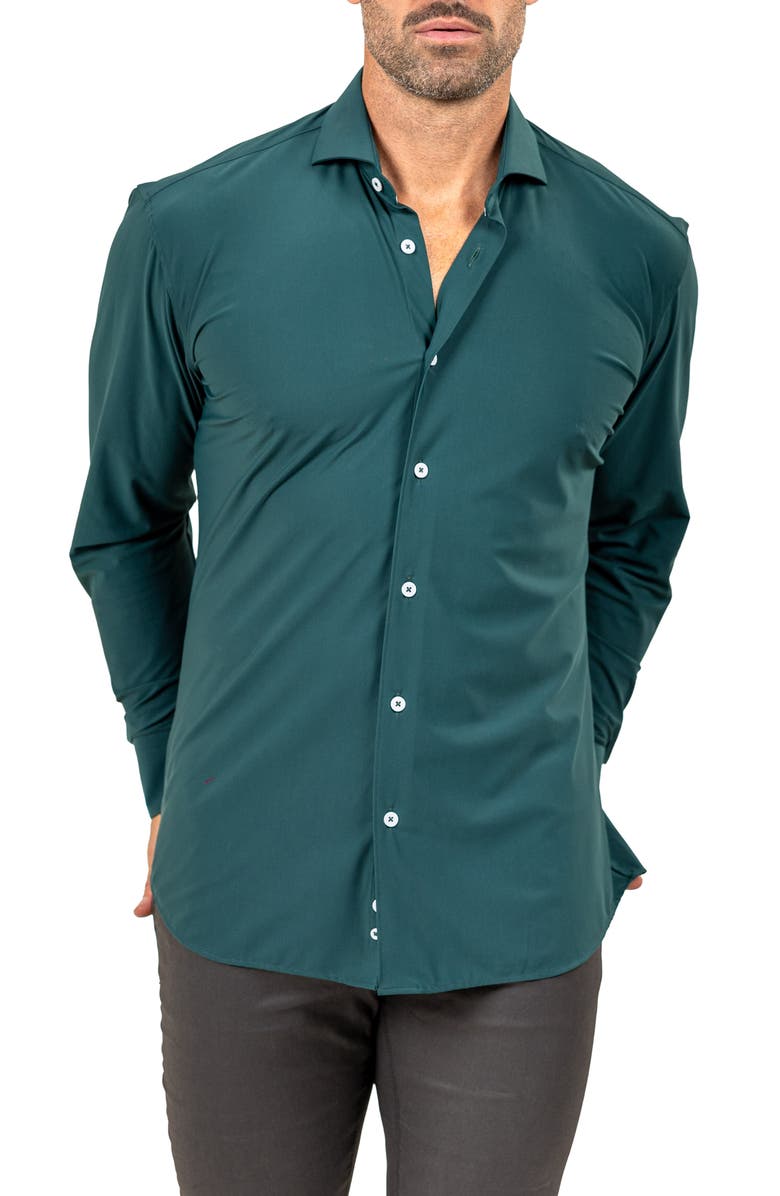 Maceoo Eins Marthy Contemporary Fit Button-Up Shirt, Alternate, color, Green