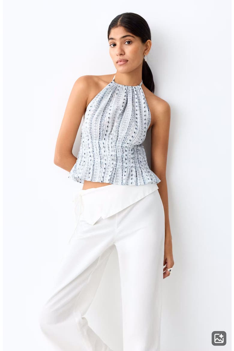 Handkerchief Waist Linen Blend Wide Leg Pants, Alternate, color, OFF WHITE