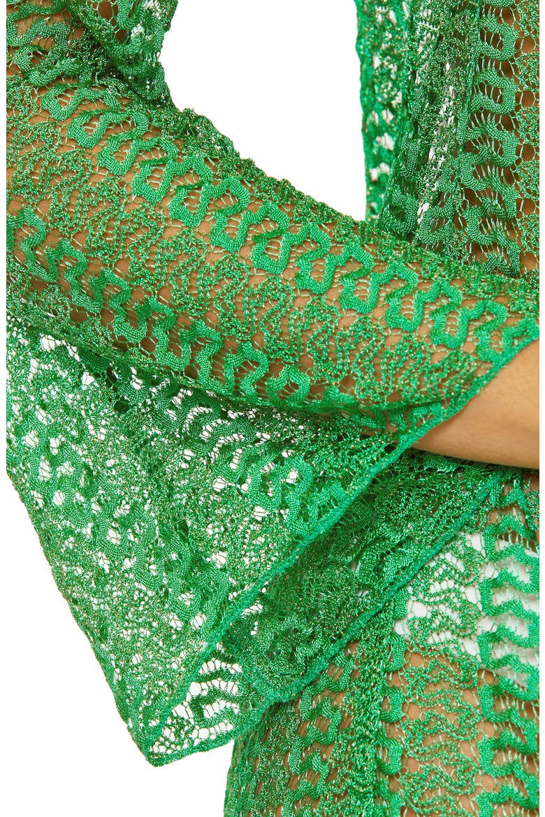 Golden Beach Long Sleeve Lace Cover-Up Tunic, Alternate, color, EMERALD