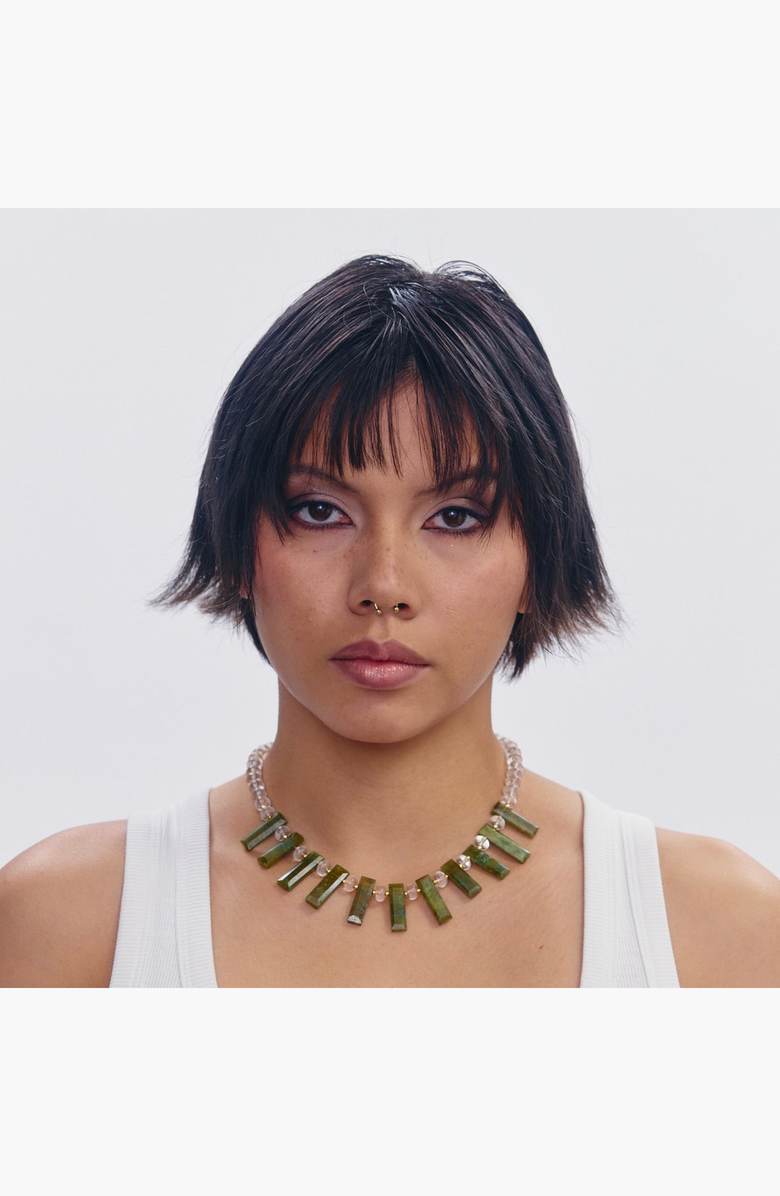 SHOP SPICY DAN Queen Green Quartz Aventurine Gold Plated Necklace, Alternate, color, Green