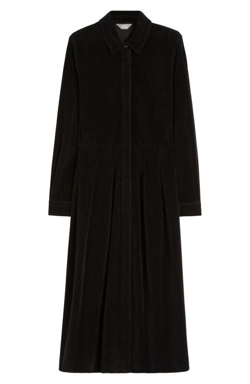 Mm By Max Mara Paese Long Sleeve Cotton Blend Velvet Shirtdress In Black