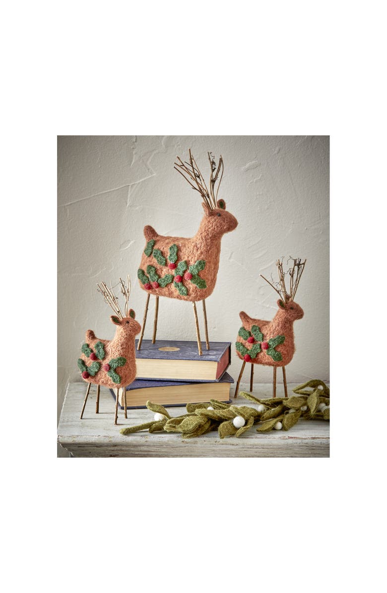 tag Small Multicolor Reindeer Figurine Holiday Decor Object, Alternate, color, Multicolored