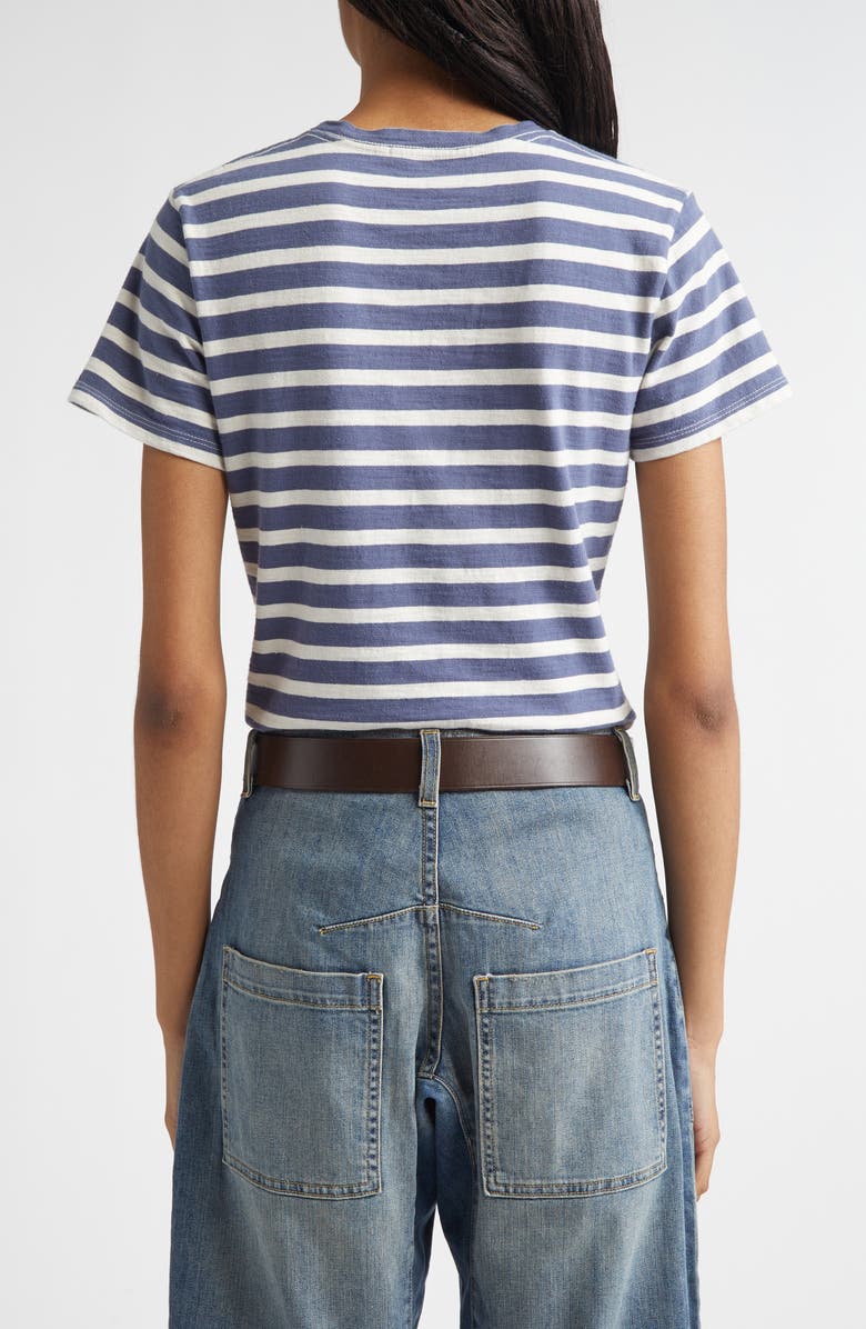 Nili Lotan Lana Crewneck T-Shirt, Alternate, color, French Blue/ Off White Stripe