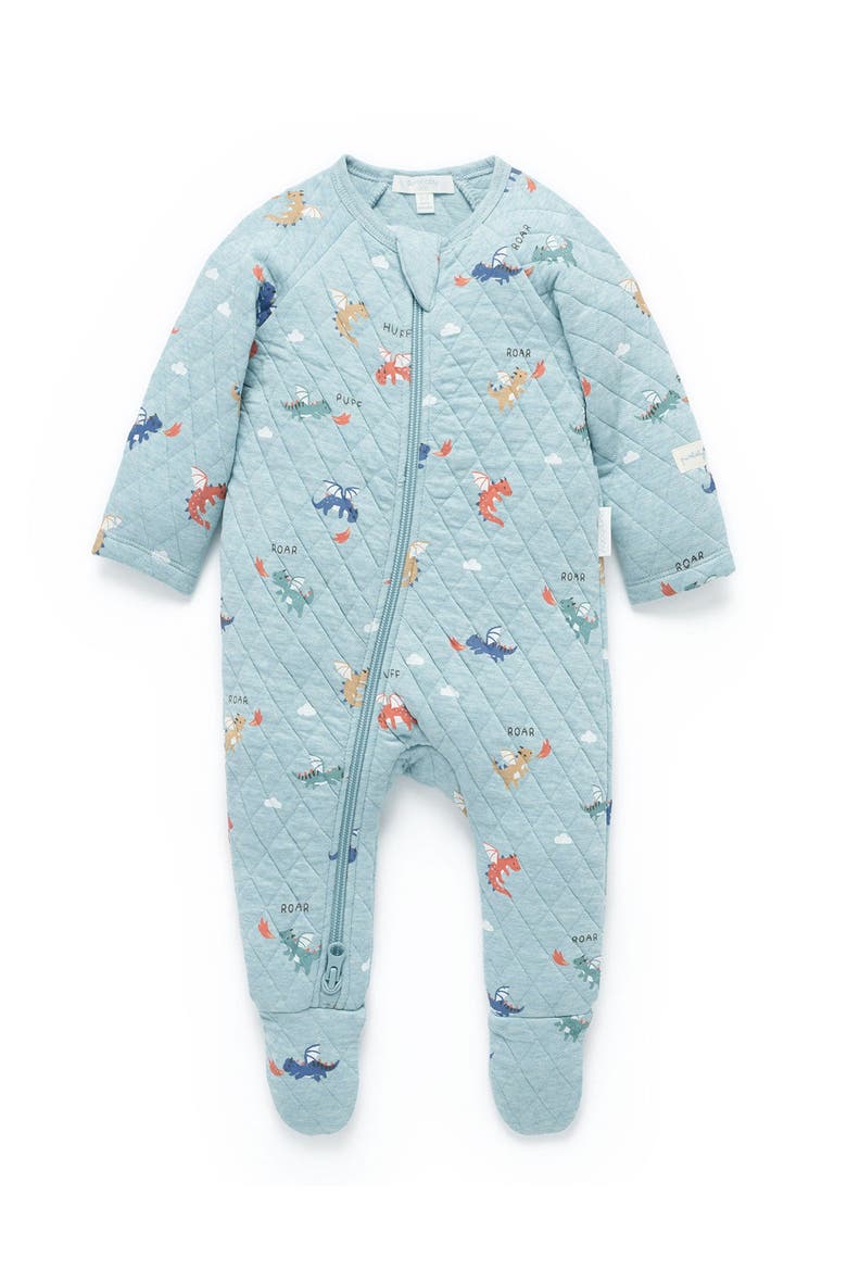 Baby Boy's Quilted Footie, Main, color, Dragon Print