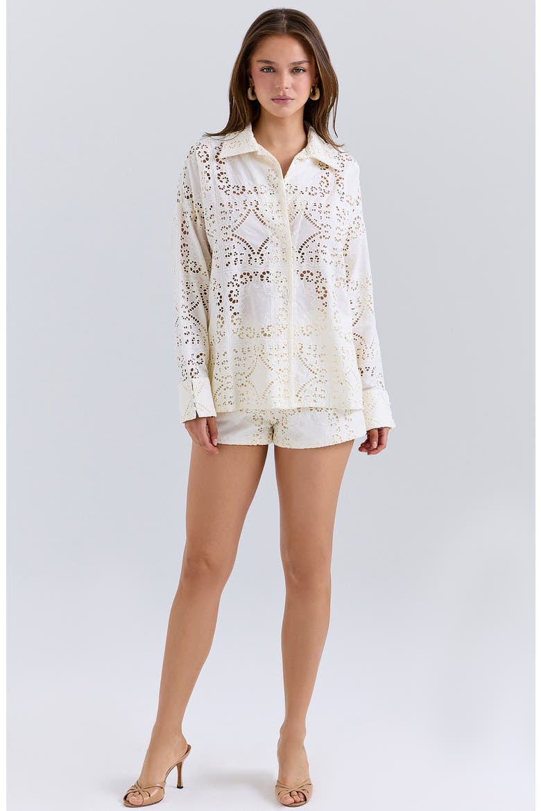 Samah Broderie Anglaise Shirt, Alternate, color, WHITE