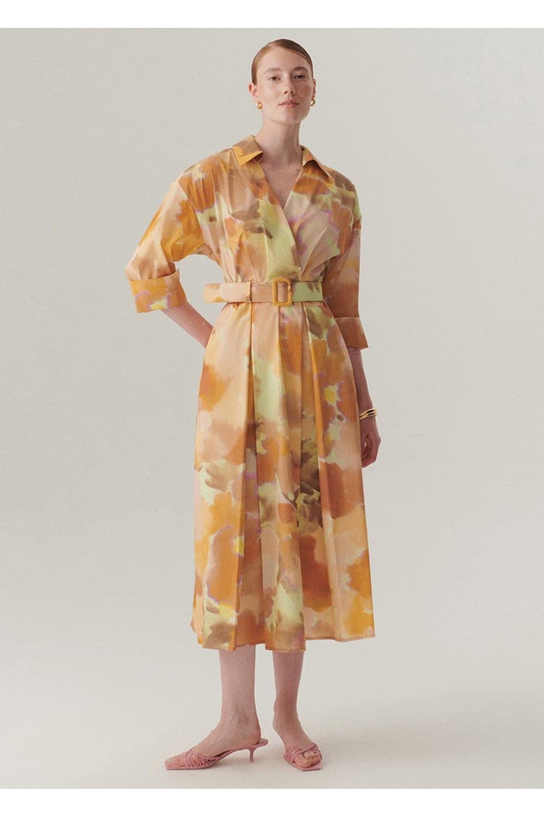 Brooklyn Midi Dress, Main, color, Yellow Patterned