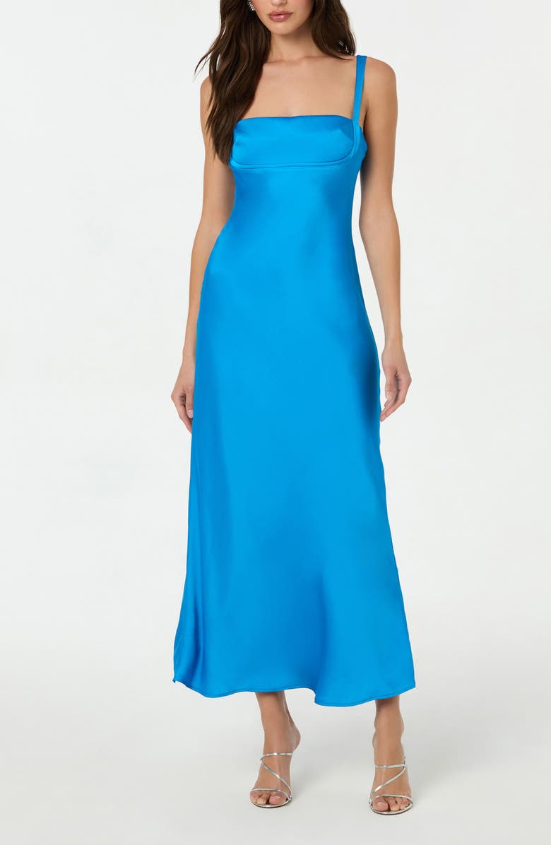 ASTR the Label Stacie Satin Maxi Dress, Main, color, Azure Blue
