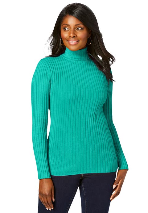 Ribbed Cotton Turtleneck Sweater (Plus)