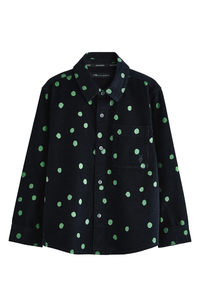 smALLSAINTS by ALLSAINTS Kids' Polka Dot Cotton Corduroy Button-Up Shirt, Alternate, color, Black