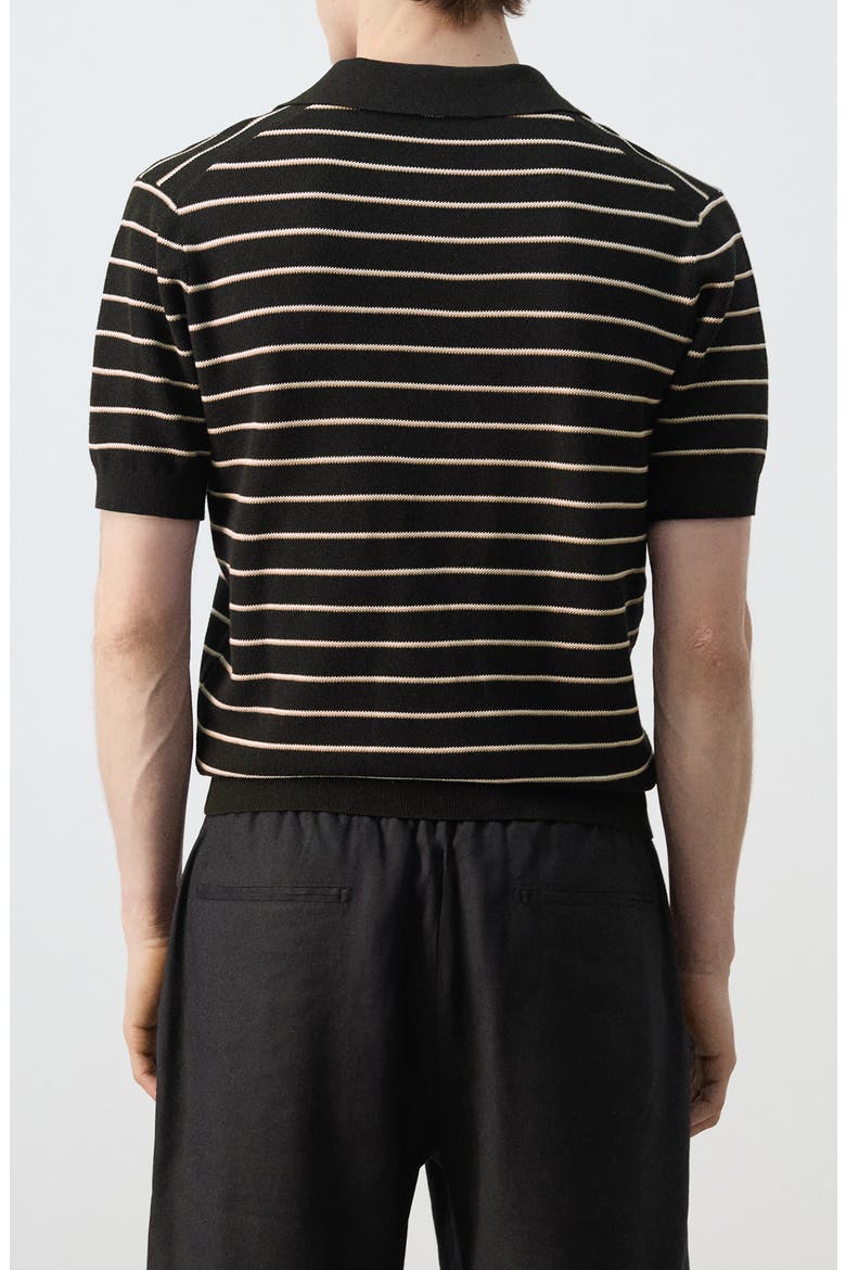 Stripe Knit Polo, Alternate, color, BLACK