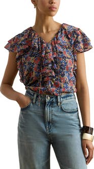 Lauren Ralph Lauren Floral Ruffle Accent Top
