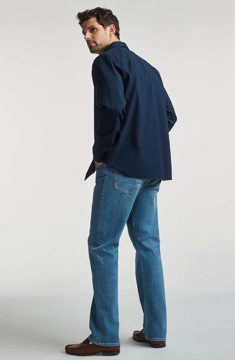 Mavi Jeans Textured Stretch Cotton Button-Up Shirt, Alternate, color, Black Iris