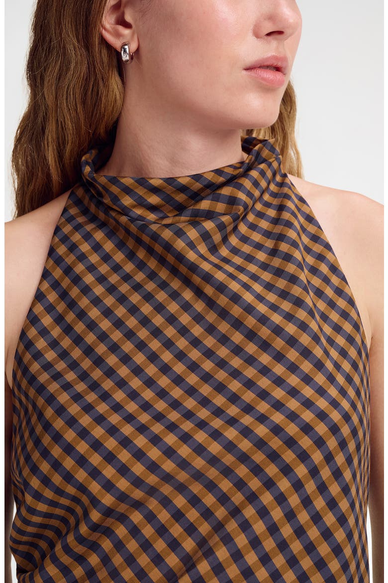 Penelope Gingham Halter Top, Alternate, color, PECAN/ NAVY
