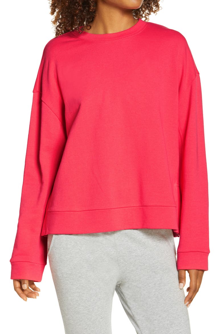 Costa Side Split Crewneck Sweatshirt, Main, color, PINK PARADISE