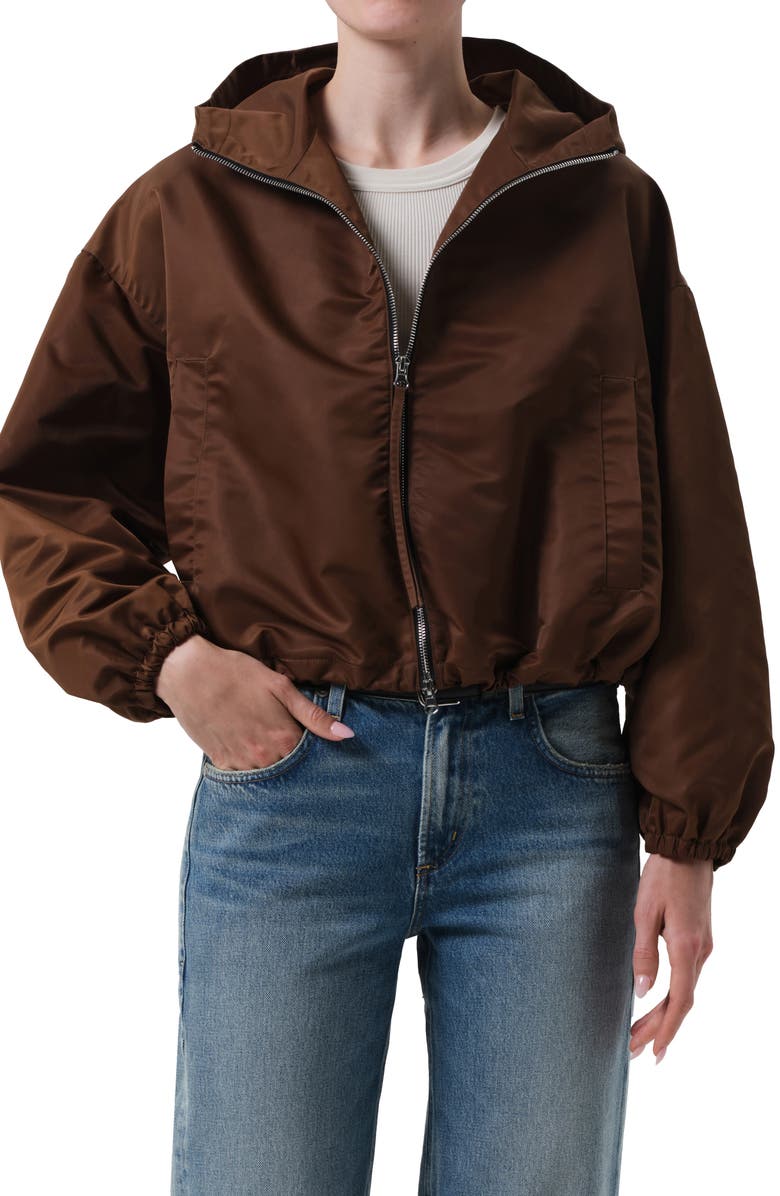 Citizens of Humanity Crop Cotton Taffeta Windbreaker, Main, color, Brown