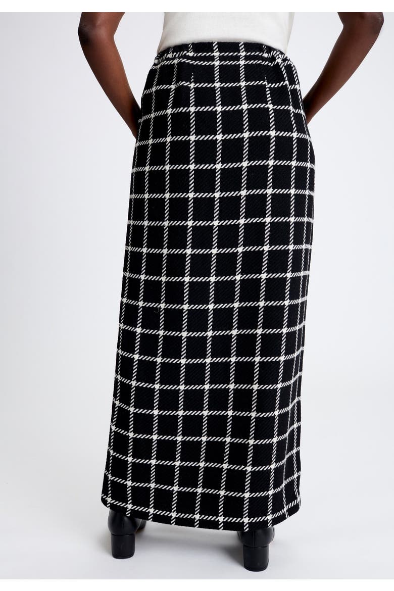 Side Button Wool Skirt, Alternate, color, BLACK IVORY WINDOWPANE