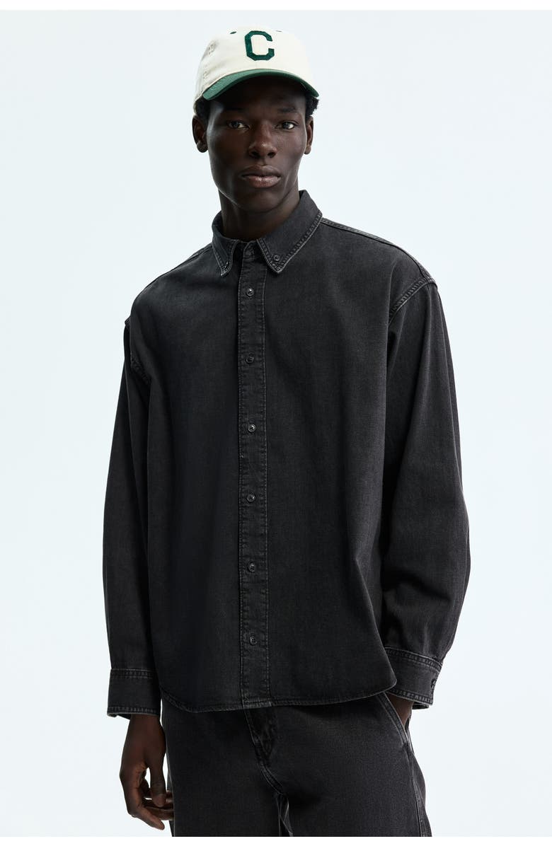 H&M Oversized denim shirt, Main, color, Denim Black