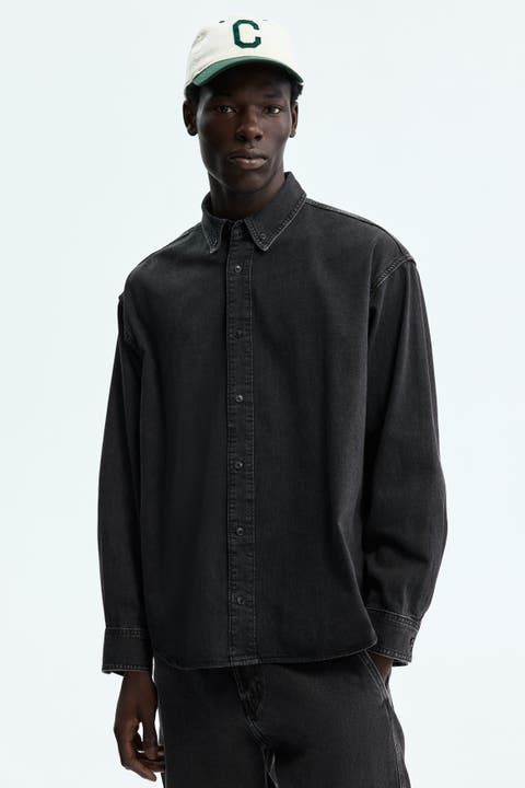 Oversized denim shirt