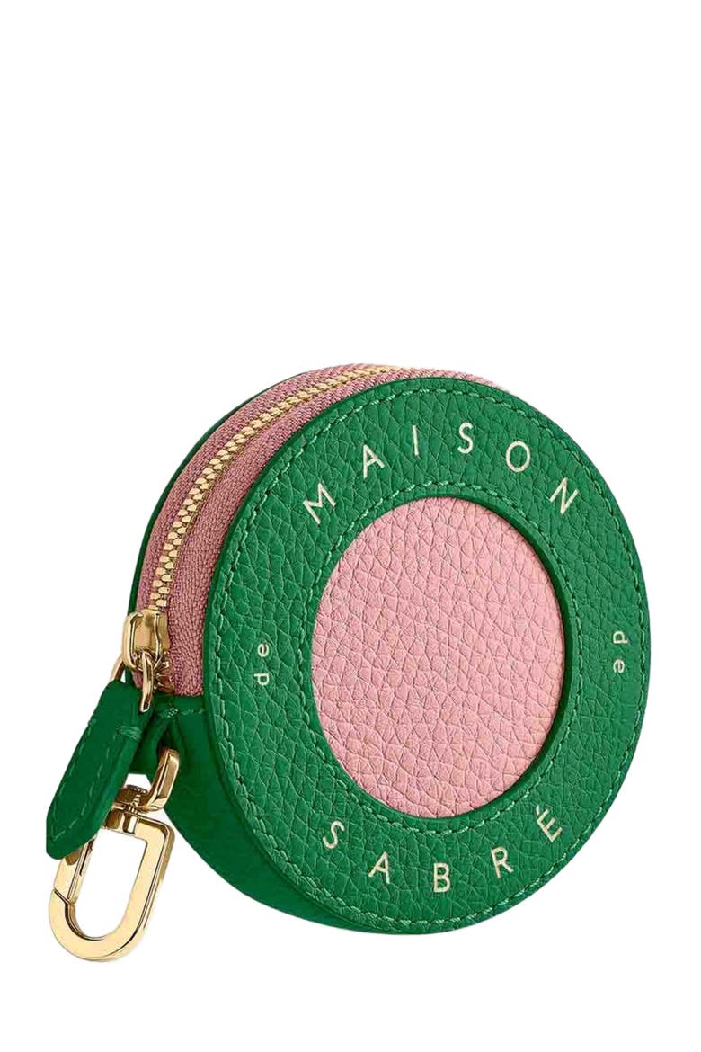 Leather Coin Purse, Alternate, color, Emerald Lily
