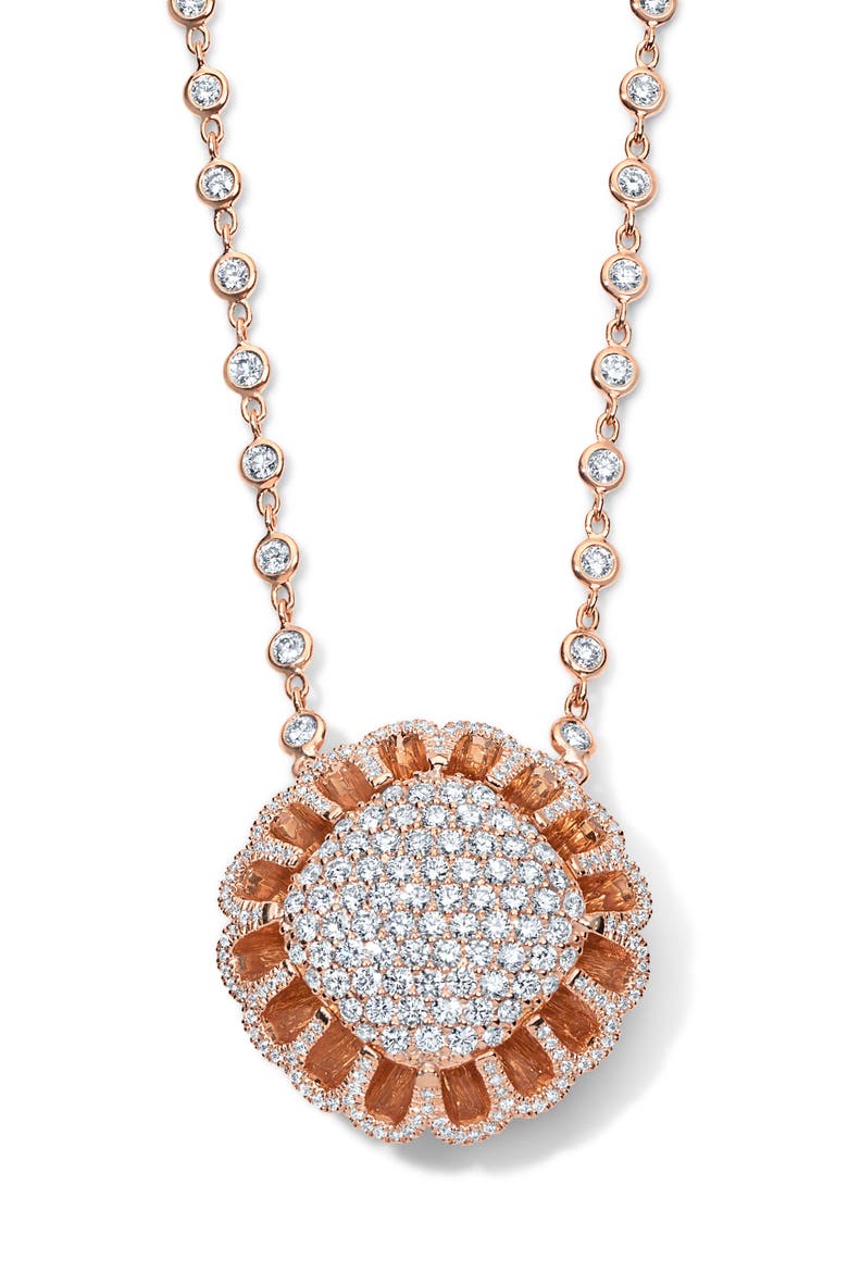 Floating All Diamond Pendant Necklace, Alternate, color, 18K ROSE GOLD