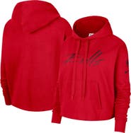 Nike Women's Nike Red Chicago Bulls Split Flip Courtside Cropped Pullover Hoodie