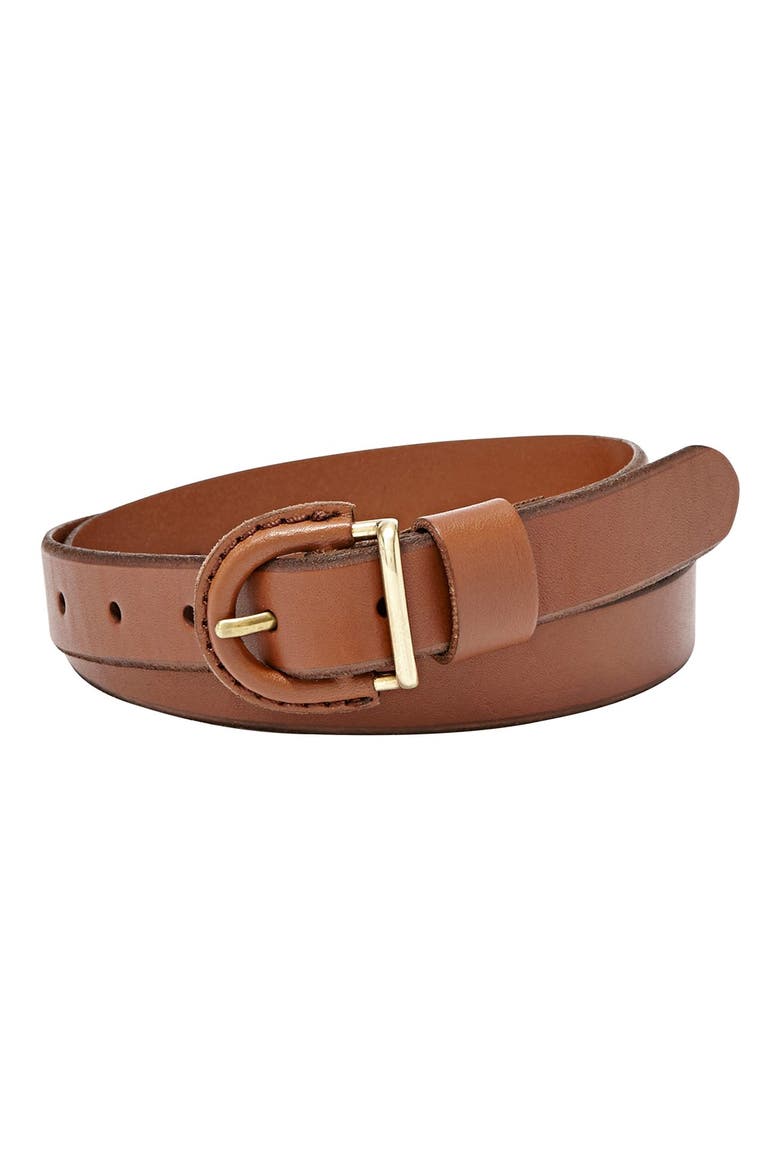 Leather Belt, Main, color, BROWN