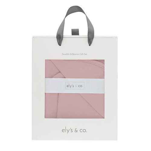Ely's & Co. Jersey Knit Cotton Swaddle Blanket And Beanie Gift Set In Mauve Lavender