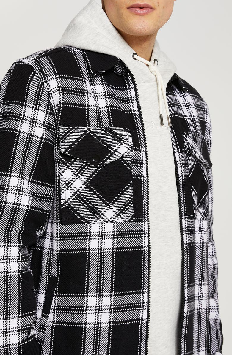 River Island Cotton Plaid Zip Overshirt, Alternate, color, 