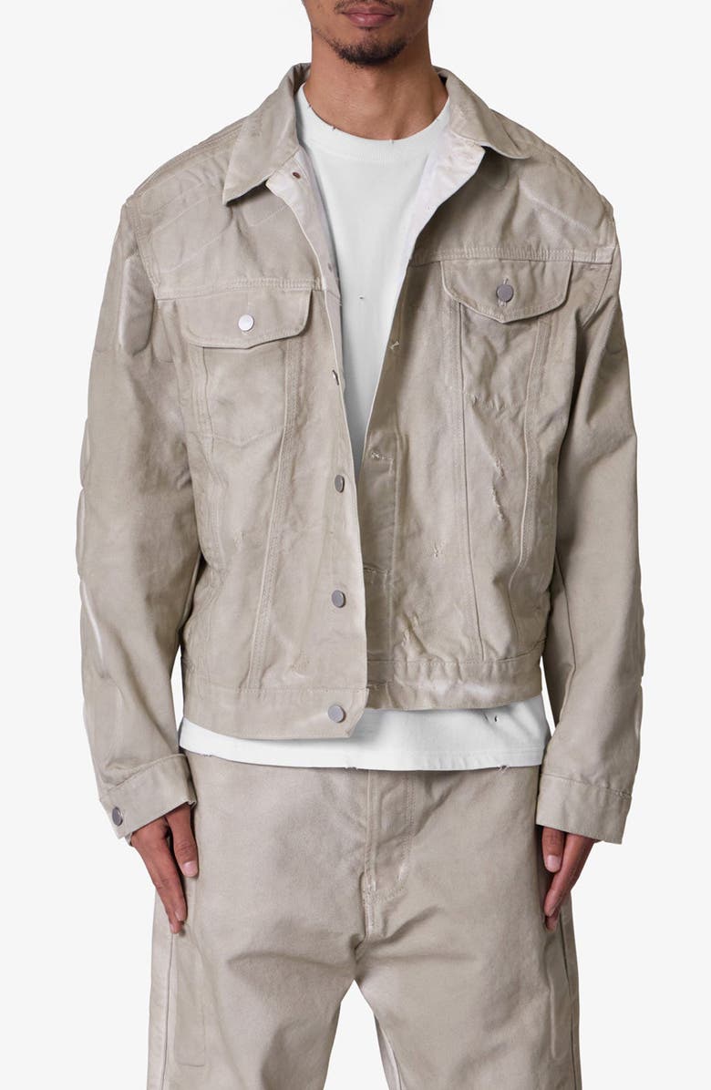 mnml Moto Trucker Jacket, Main, color, Off White