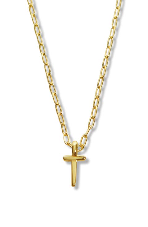 Initial Pendant Sterling Silver Paper Clip Chain Necklace