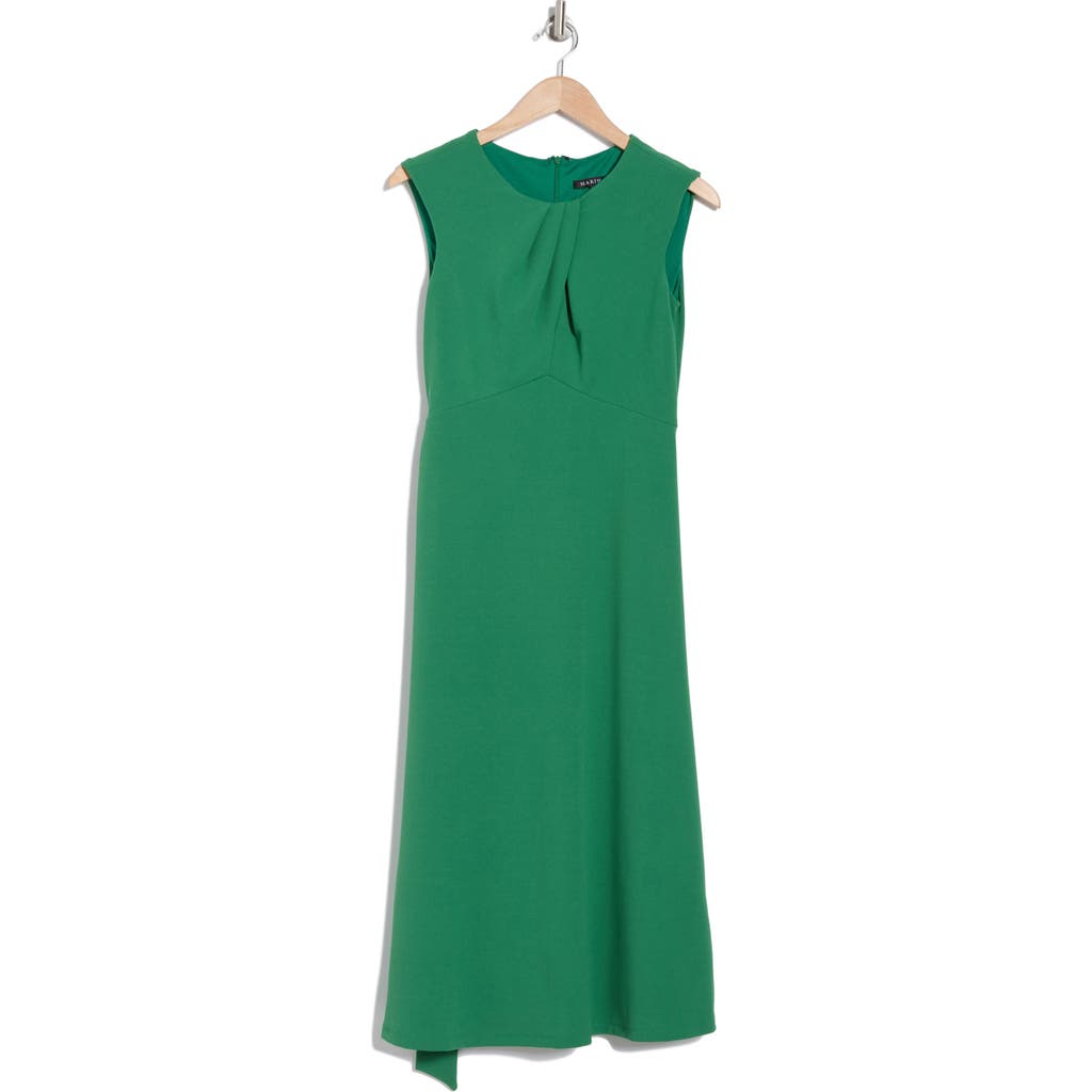 Marina Pleated Sleeveless Fit & Flare Scuba Midi Dress In Kelly Green