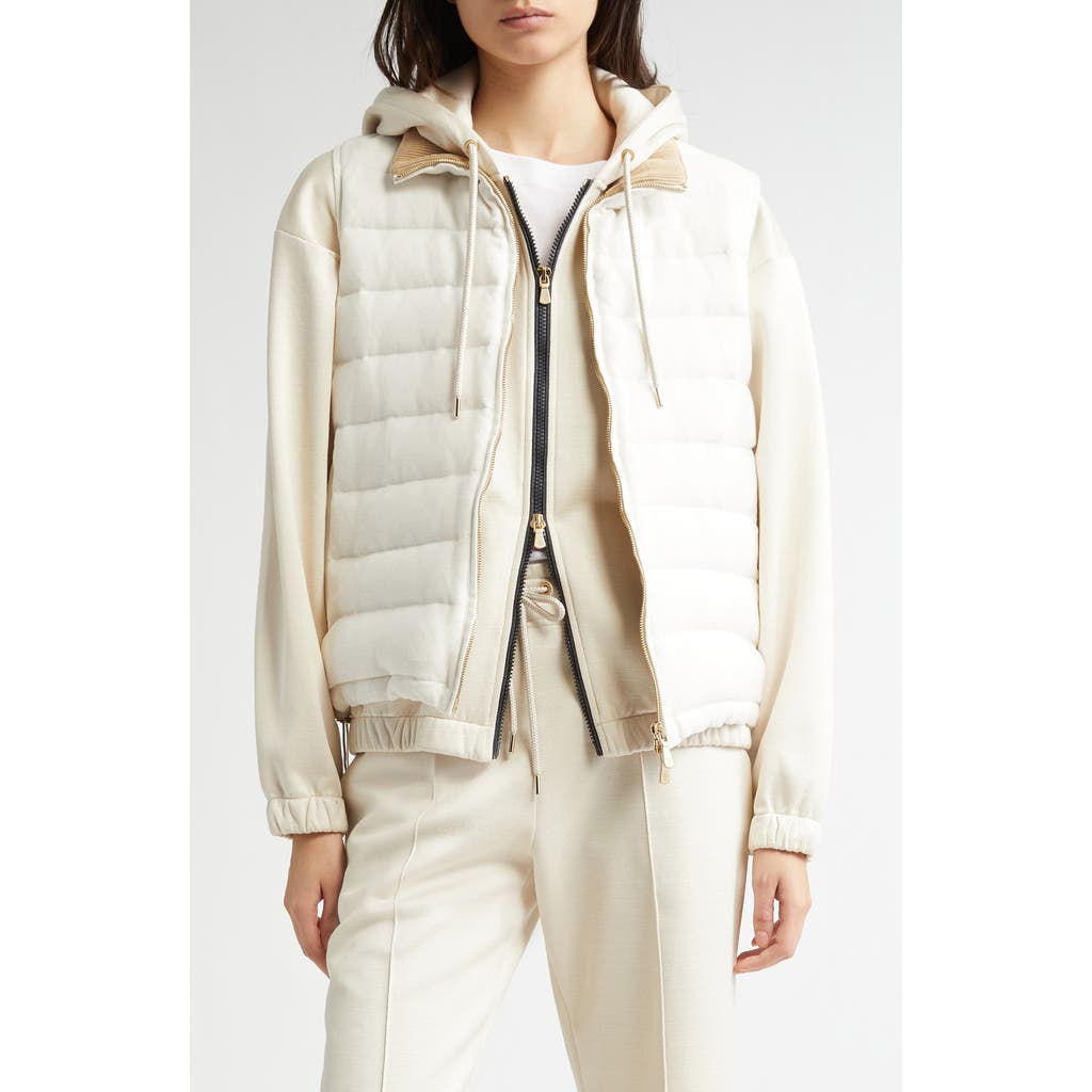 Eleventy Linen Blend Down Puffer Vest In White