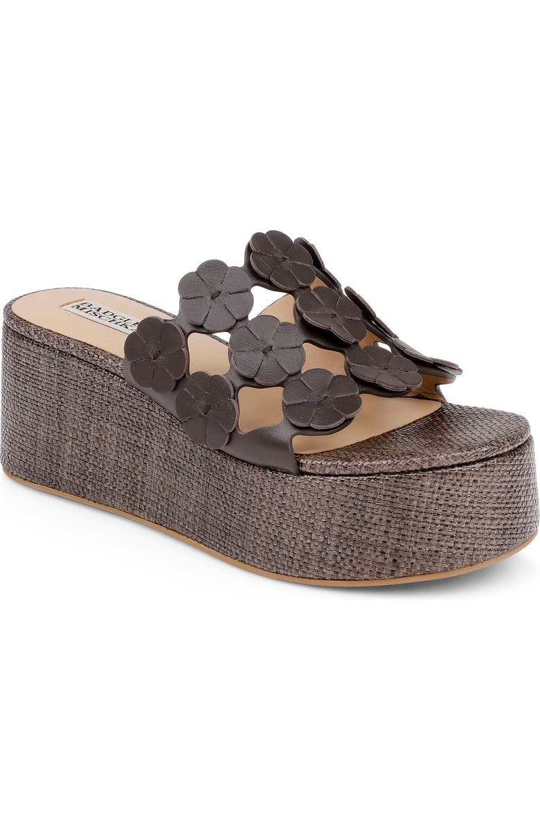 Badgley Mischka Collection Wendall Platform Wedge Slide Sandal, Main, color, Brown Leather