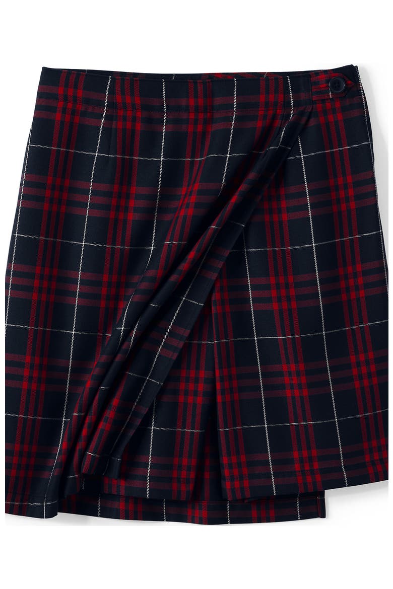 School Uniform  Plaid  A Line Tab Skort Top of Knee, Alternate, color, Classic Navy Large Plaid