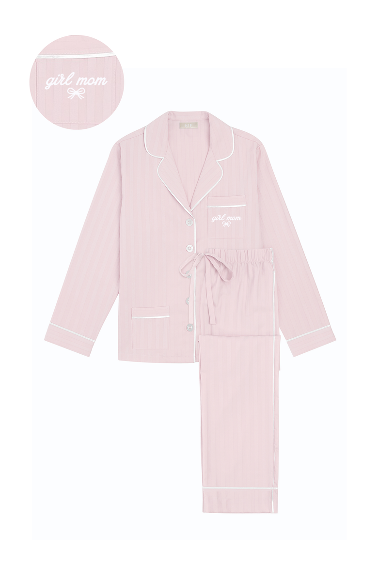 Girl Mom Cotton Pajama Set, Main, color, Pink Peony