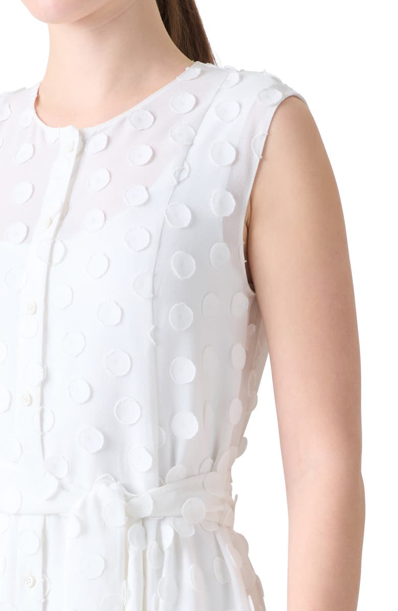 Akris punto Boho Clip Dot Techno Georgette Midi Shirtdress, Alternate, color, Cream