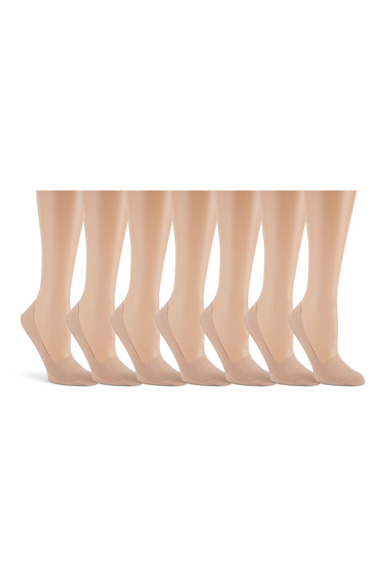 7-Pack Solid Jersey Liner Socks, Main, color, TAN