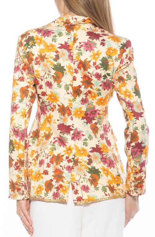 Alexia Admor Janet Chain Trim Blazer In Beige Wildflower