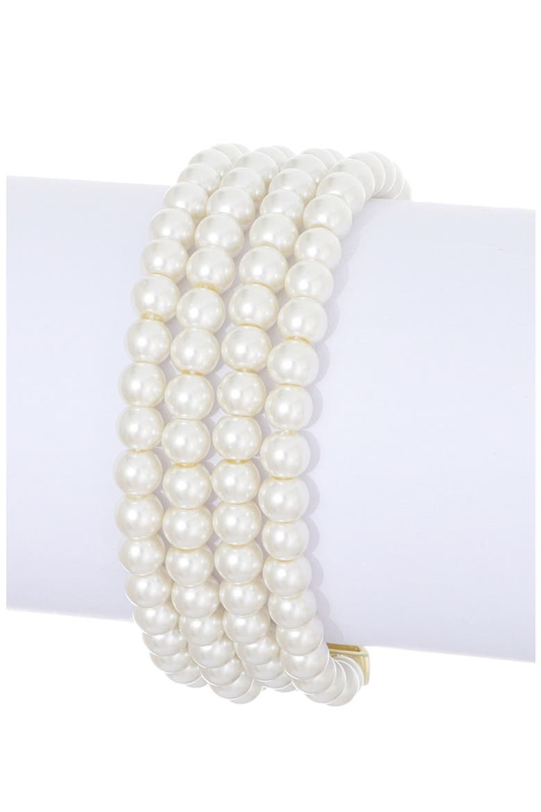 Multistrand Faux Pearl Bracelet, Alternate, color, WHITE