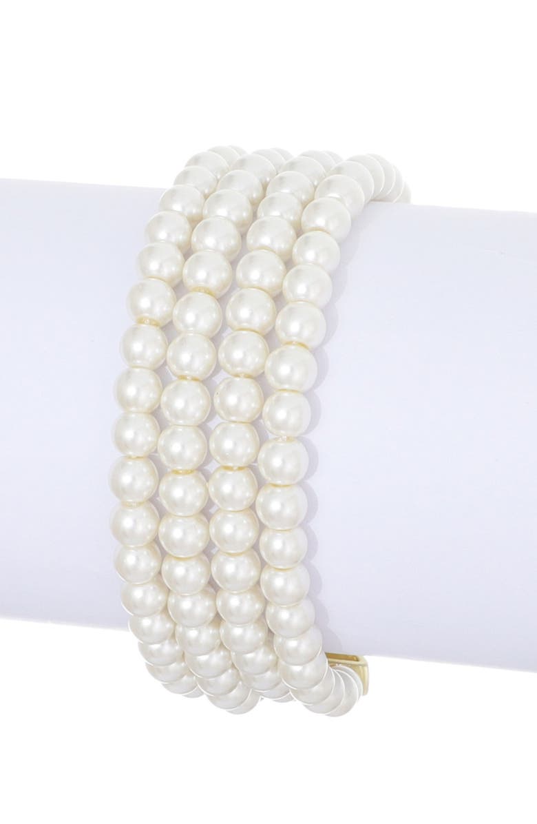 Adornia Multistrand Faux Pearl Bracelet, Alternate, color, 