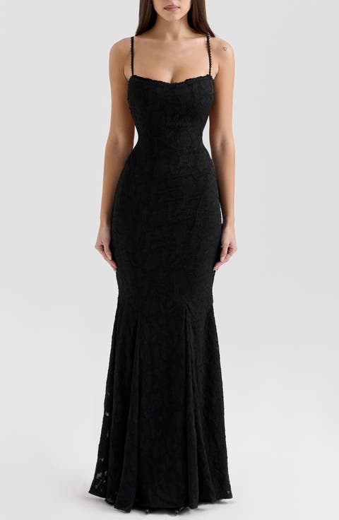 Joan Floral Appliqué Mermaid Gown