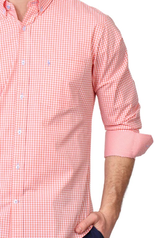 TAILORBYRD TAILORBYRD GINGHAM STRETCH COTTON BUTTON-UP SHIRT 
